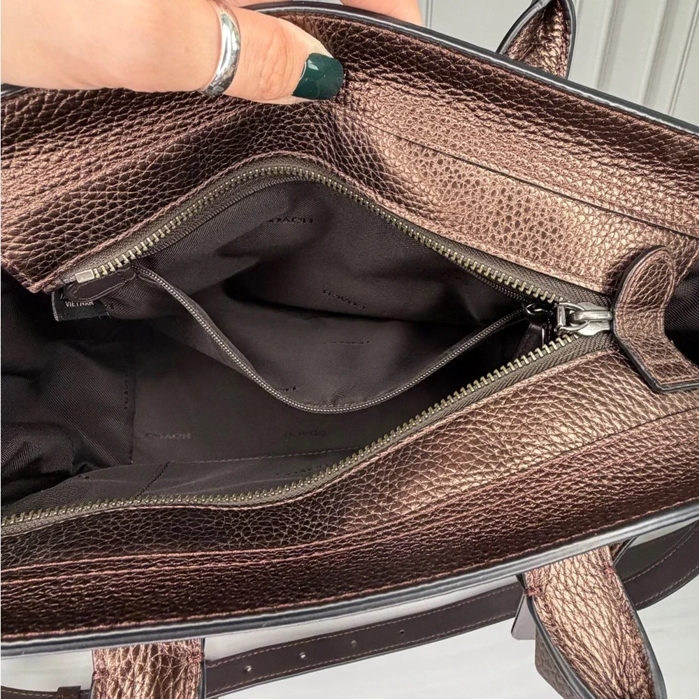 Coach Metallic Bronze Pebbled Leather Swagger 27 Satchel | | Like New Condition